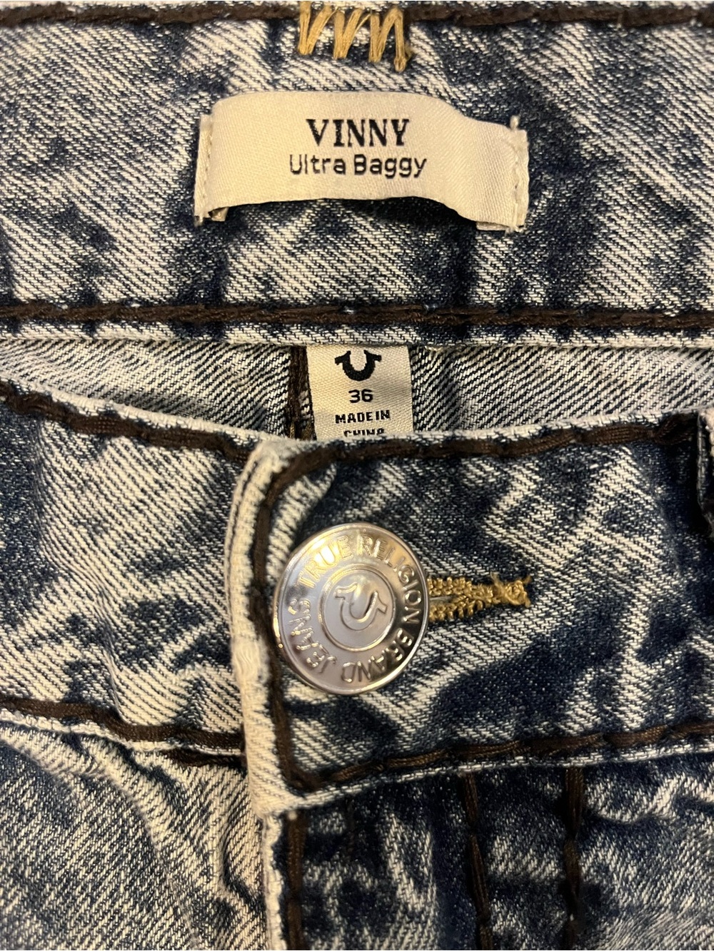 True Religion Vinny Ultra Baggy Acid Wash Jeans